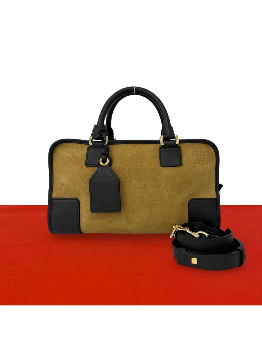 Loewe Amazona 28 Anagram Logo Suede Leather 2-Way Shoulder Bag Brown